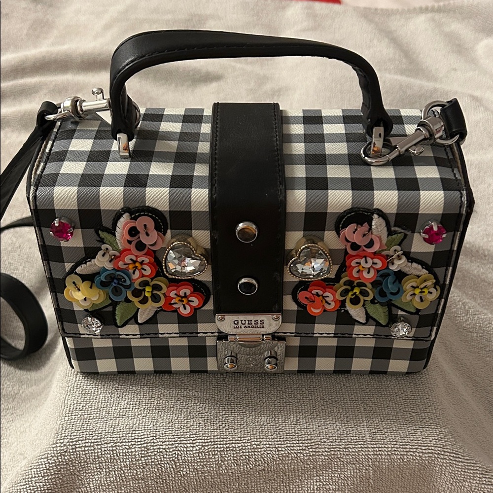 Guess Britta Checker Trunk Crossbody Bag